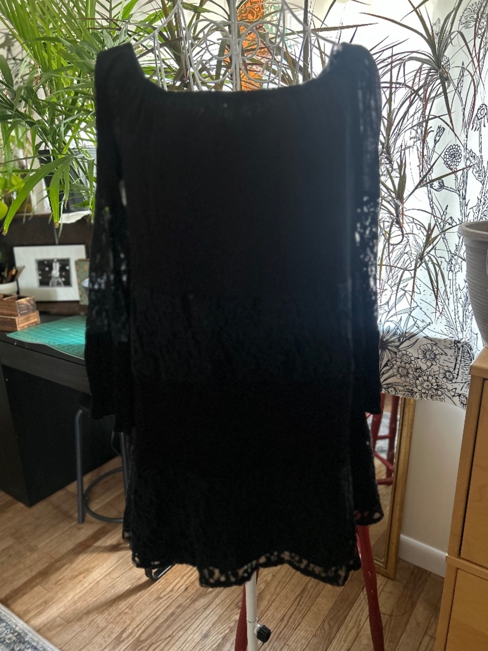 Lace off shoulder tunic dress
